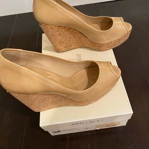 Jimmy Choo patent leather Nude wedge 124papina